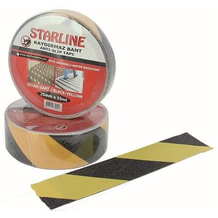 STARLİNE KAYDIRMAZ BANT SARI-SİYAH 25MM*15 MT