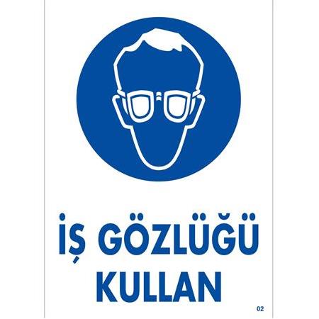 İş Gözlüğü Kullan   25*35 cm 0,50 mm PVC LEVHA