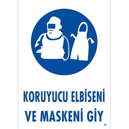 Koruyucu Elbiseni ve Maskeni Giy  25*35 cm 0,50 mm PVC LEVHA